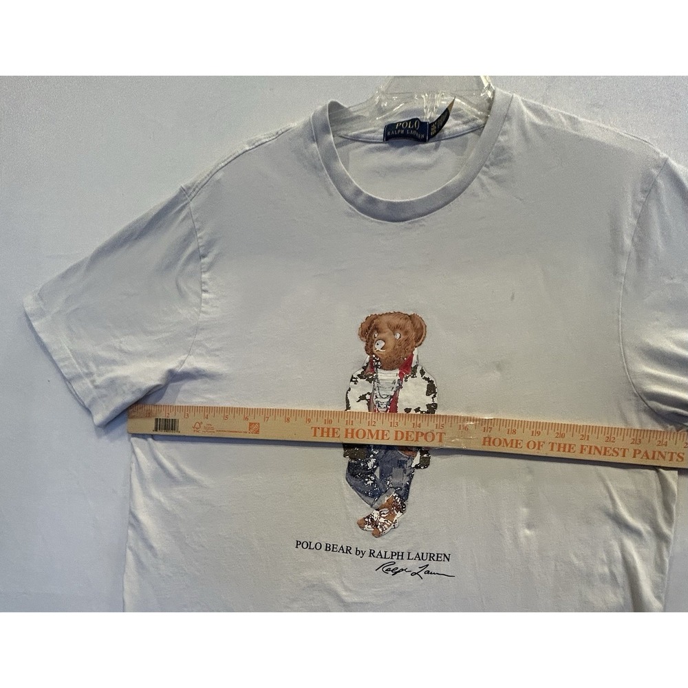 Polo Bear by Ralph Lauren White Graphic T-Shirt Preppy Camo Jacket Bear Men XLT - Picture 5 of 8